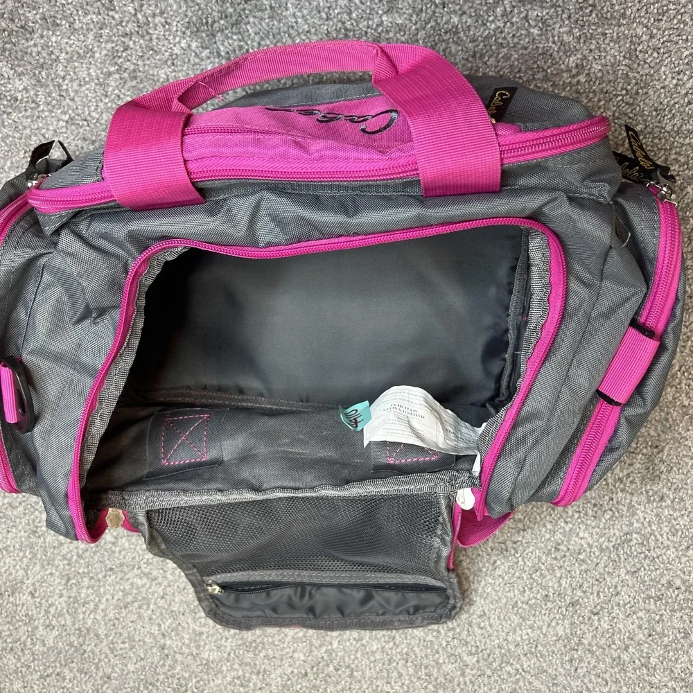 Cabela's Duffel Gym Travel Bag Gray Pink Multiple Pockets Mesh Top Carry Handles